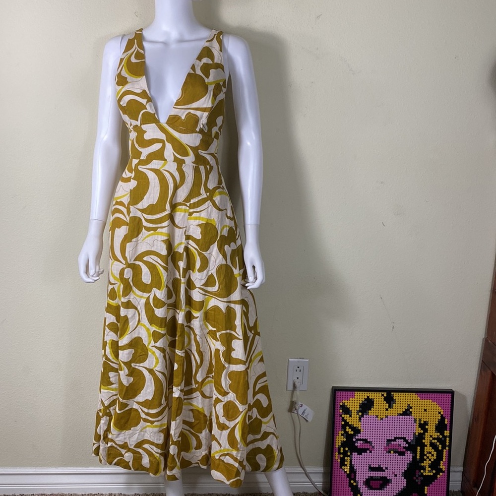 Nicholas Haisley Linen-Blend A-Line Dress. Size 6.